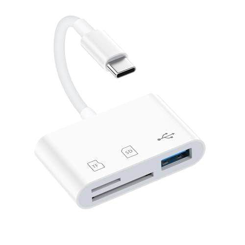 MBODMI 3 in 1 SD Card Reader USB Type C Adapter, for iPhone/Mac, Supports SD/MicroSD, USB A Connection