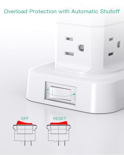 Mifaso 16 Outlets Tower Power Strip Model MFS6083-X 125 Volts 15 Amps