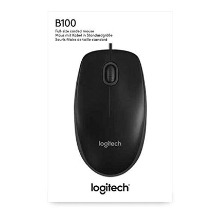 Logitech B100 Optical Mouse PS/2, USB, 3 Buttons, 800 DPI, Ambidextrous, Black