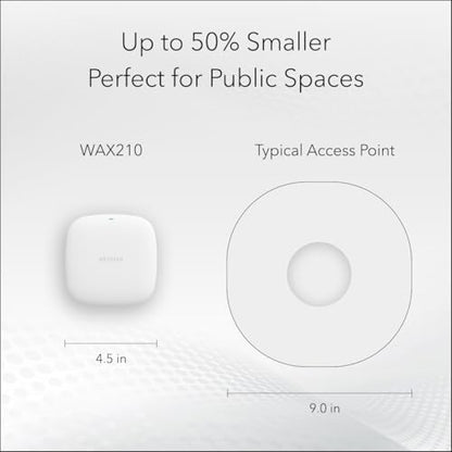 NETGEAR WAX210 Wireless Access Point - WiFi 6 Dual-Band AX1800 Speed | 1 x 1G Ethernet PoE Port | 802.11ax | Up to 128 Devices | Compact Design