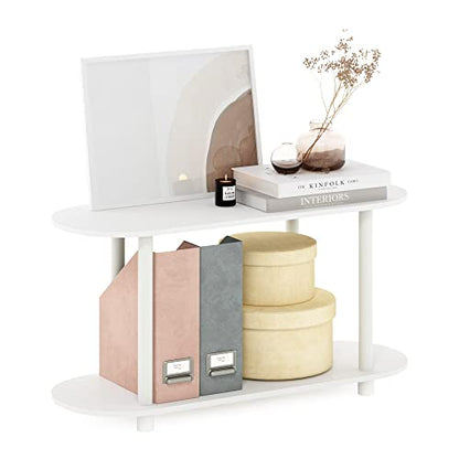 Furinno 4-Tier Oval Shelf RL22085PWHVPWH Floor Mount Display and Storage Unit