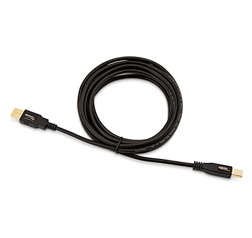 Amazon Basics 10 Foot USB 2.0 Printer Cable A-Male to B-Male, 480 Mbps, Black