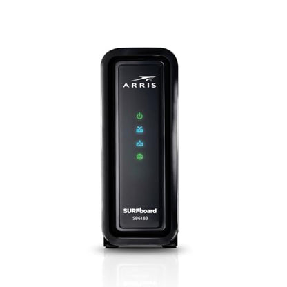 ARRIS SB6183 Black Cable Modem, 131 Mbps Upload, 686 Mbps Download, DOCSIS 3.0, Ethernet Connectivity