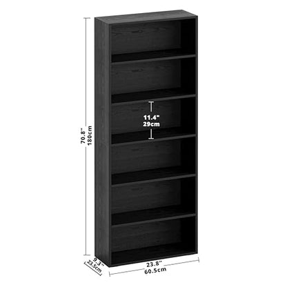 IRONCK 6-Shelf Bookcase 70.8"H Vintage Black Model Number 1032898