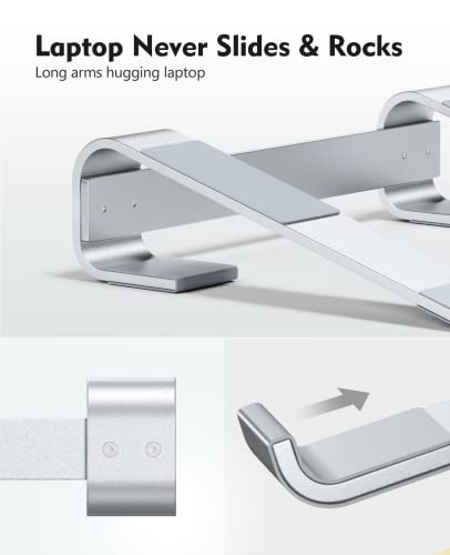 Soqool Laptop Stand 9.8 x 10 x 2.6 inches Ergonomic Aluminum Adjustable Tabletop Laptop Stand