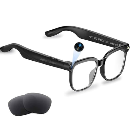 Bapick Smart Glasses 8MP Camera Open-Ear Black