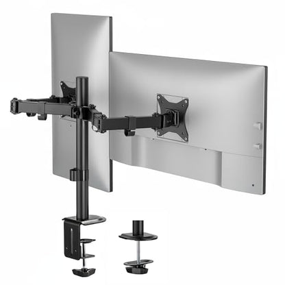 Mount-It! 32 inch MI-2752 Full Motion Monitor Arm Dual Desk Mount Clamp Grommet Adjustable Steel