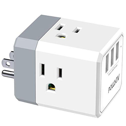 POWSAV 2.5"L x 1.9"W 1 NBW-119 125 Volts 15 Amps Compact USB Power Strip