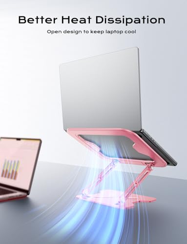 JCZT Laptop Stand NH02 Adjustable Ergonomic Height and Angle Metal Stand for Laptops 10–16 inches Pink