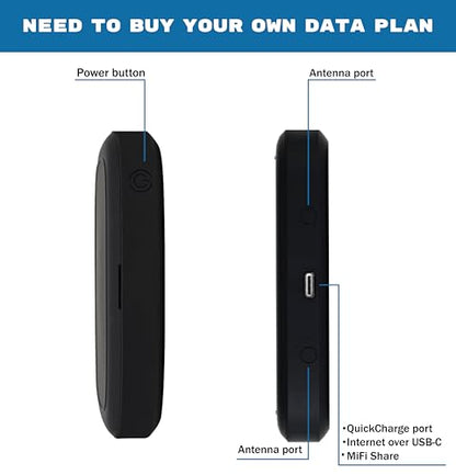 EVDO-LINK MiFi 8000 Portable WiFi Hotspot, Dual-Band, 802.11ac, 1 Gbps Data Transfer Rate, Global 4G LTE Mobile Device