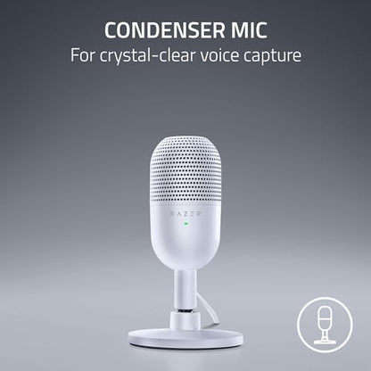 Razer 3.59x3.59x6.38 inches Seiren V3 Mini USB Microphone - Supercardioid Polar Pattern - Condenser - 20Hz-20KHz Frequency Response - 78dB SNR - 1 Channel - White