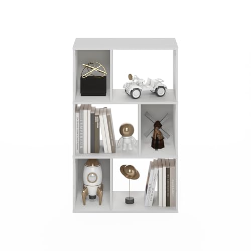 Furinno DALY 6-Cube Bookcase 24127WH Dimensions 11.73D x 23.62W x 36.85H