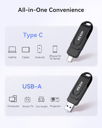 KEXIN 128GB USB Flash Drive Model U602 with USB 3.0 Dual Interface and 100MB/s Data Transfer Rate