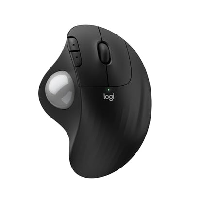 Logitech ERGO M575S Wireless Optical Mouse, Bluetooth and USB Connectivity, Right-Handed Orientation, 10m Range, 2 Buttons, 1 Nonstandard Battery, Black + Silver