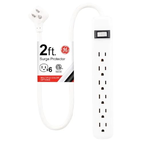 GE 6-Outlet Surge Protector Power Strip, 450 Joules, 125 Volts, 15 Amps, Model 33656