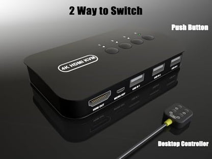 KAGO 4-Port HDMI KVM Switch HK401 5V 1A Tabletop Touch Control PC Connector