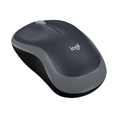 Logitech Wireless Mouse M185, 2.4GHz USB Receiver, 1000 DPI, Optical, Ambidextrous, Swift Grey, 30g