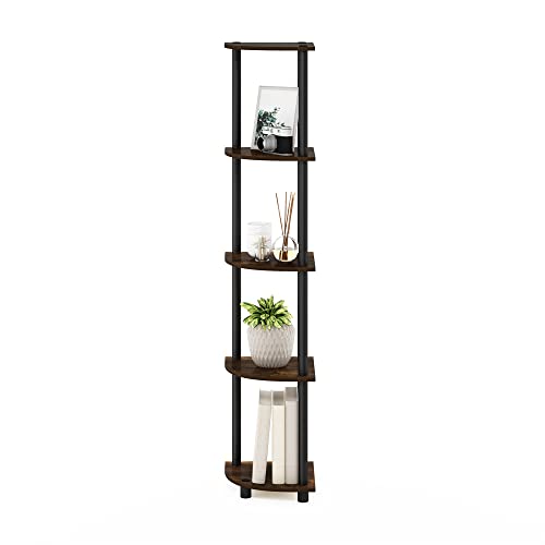 Furinno 5-Tier Corner Shelf Model 99811APBK Compact Space Saving Durable