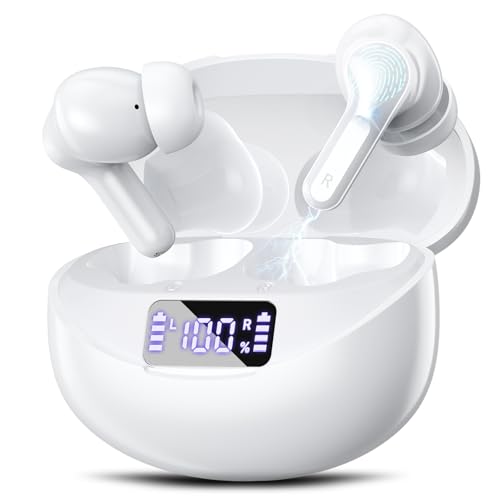 Fhumsh Wireless Earbuds I17 Bluetooth 5.4 IPX7 Waterproof White