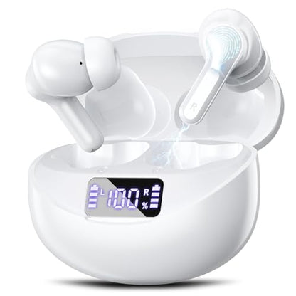 Fhumsh Wireless Earbuds I17 Bluetooth 5.4 IPX7 Waterproof White