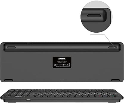 Arteck 14.3" HB305-2 Bluetooth Multi-Device Wireless Keyboard QWERTY Black