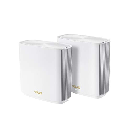ASUS ZenWiFi AX 2PK Tri-Band Mesh WiFi 6 System XT8 - Coverage up to 5500 sq.ft, 6600 Mbps, 6 Antennas, 4 Ports, White