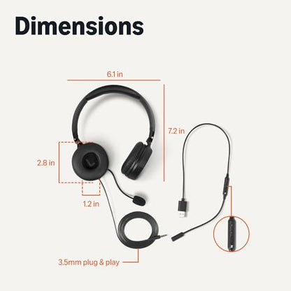 Amazon Basics Wired Computer Headset AMZ-E6090A 20 Hz - 20,000 Hz On Ear Headphones