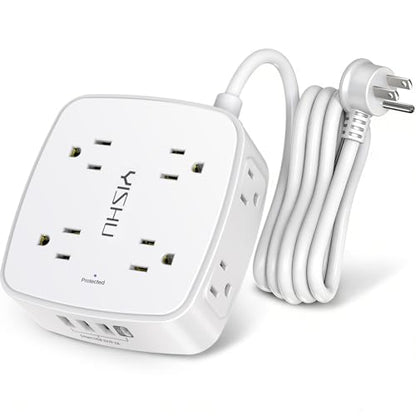 YISHU 4.33" x 4.05" AHR-803 Power Strip with 8 Outlets and 4 USB Ports, 125V, 10A