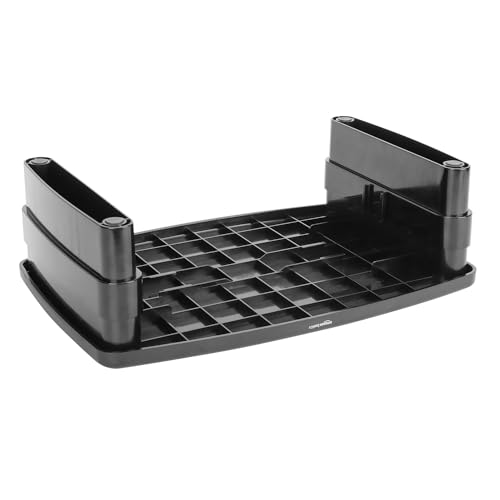 Amazon Basics Height Adjustable Monitor Stand Riser with Storage Organizer - 22 lbs Capacity, Multi-Height Adjustment, Ergonomic Design