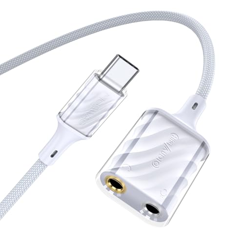MOSWAG 2 Ports USB Type C External Sound Card Adapter with 3.5mm Audio Jacks