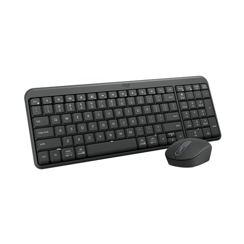 Logitech MK250 Wireless Keyboard and Mouse Combo 2 AAA Batteries Bluetooth Compatibility Windows MacOS 99 Keys Graphite