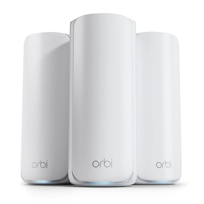 NETGEAR Orbi 870 Series Tri-Band WiFi 7 Mesh System (RBE873) - Router + 2 Satellite Extenders, Security Features, Up to 21 Gbps, Covers Up to 9,000 Sq. Ft., Supports 150 Devices