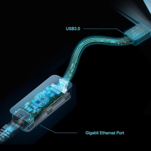 TP-Link USB to Ethernet Adapter UE306, Gigabit Ethernet, USB 3.0, Black, 2.8"L x 1"W x 0.6"H