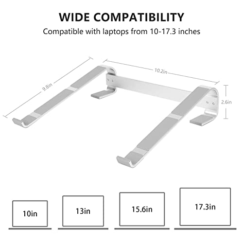KYQEE 9.8 x 10.2 x 2.6 inches Laptop Stand LS01 Silver Aluminum Ergonomic Tabletop