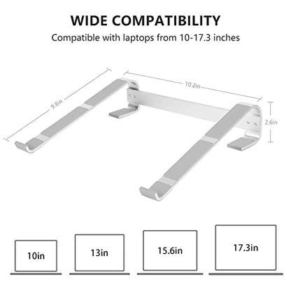 KYQEE 9.8 x 10.2 x 2.6 inches Laptop Stand LS01 Silver Aluminum Ergonomic Tabletop