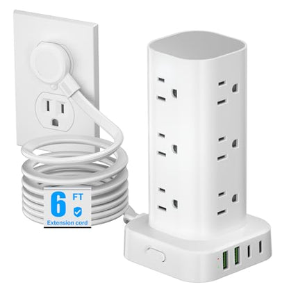Pluackg 16-Outlets 12AC 4USB Power Strip Tower 110V