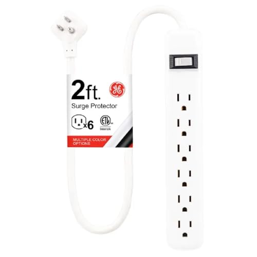 GE 6-Outlet Surge Protector Power Strip, 450 Joules, 125 Volts, 15 Amps, Model 33656