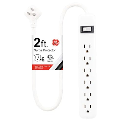 GE 6-Outlet Surge Protector Power Strip, 450 Joules, 125 Volts, 15 Amps, Model 33656