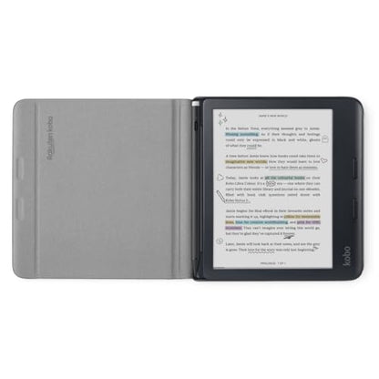 Kobo 7 Inch Libra Colour N428-AC-BK-N-PU Case with User Manual, Slim Fit, Recycled Material, Floral/Transportation Theme, Black