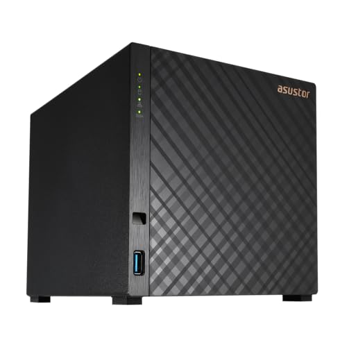 Asustor AS1204T 4-Bay NAS Network Attached Storage, Quad-Core 1.7GHz CPU, 2.5GbE, 1GB DDR4, Metal, Black