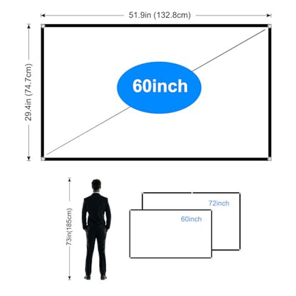 OKEDUO 60 inch Projection Screen 16:9 Matte Manual Polyester