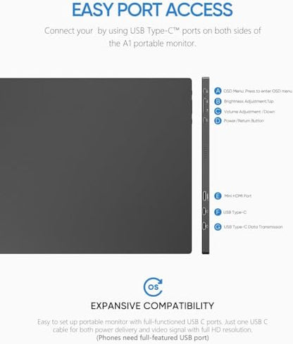 ARZOPA 15.6 inch A1 FHD 1080p 60Hz LCD Monitor