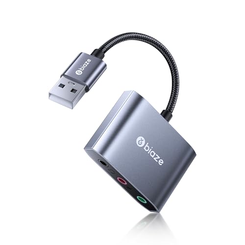 biaze USB Audio Adapter 3.5mm Dual TRS Universal Compatibility