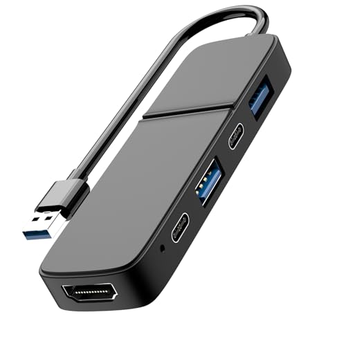 Eanetf 1.5" x 1" x 0.5" USB to HDMI Adapter Hub 5 Ports USB 3.0 1920x1080 Plastic