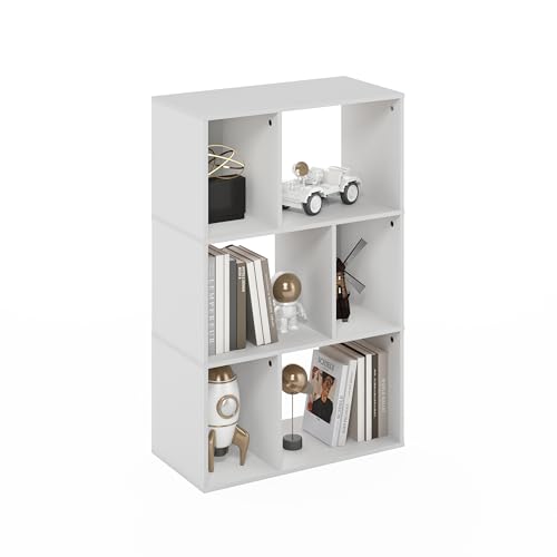 Furinno DALY 6-Cube Bookcase 24127WH Dimensions 11.73D x 23.62W x 36.85H