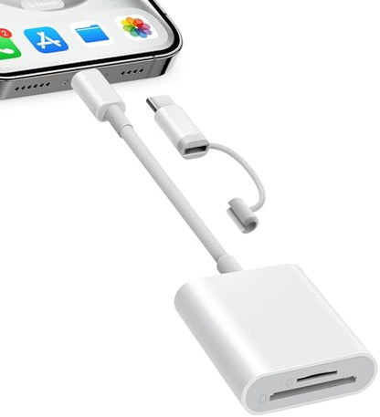 Fubiaofei SD Card Reader Dual Connector MicroSD, Lightning & USB Type C, 2TB Capacity