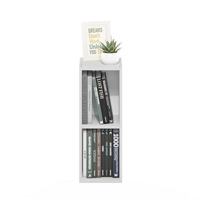 Furinno 8-Inch 22281WH 2-Tier 30 lb Capacity Floor Mount Open Shelf Bookcase