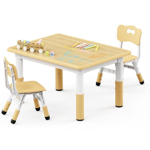 Brelley Kids Table and 2 Chairs Set BY-08 Height Adjustable Rectangular Polypropylene