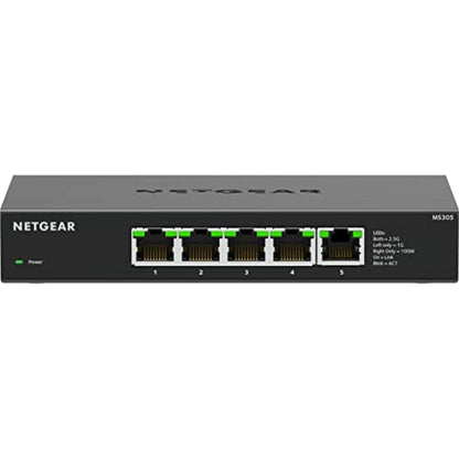 NETGEAR 5-Port 2.5G Multi-Gigabit Ethernet Unmanaged Network Switch (MS305) - 5 x 2.5Gbps Ports, Desktop or Wall Mount, Metal Case