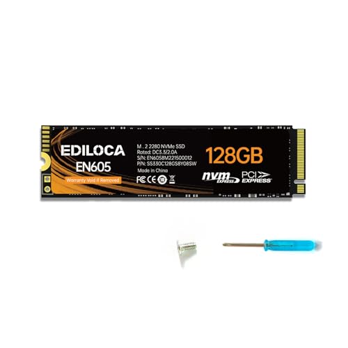 Ediloca 128GB EN605 M.2 2280 SSD, PCIe Gen3 x4, Internal Solid State Drive, Read Speed 1130 MB/s, Write Speed 400 MB/s